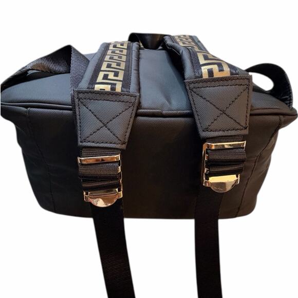 Versace Parfums Black Gold Medusa Backpack Greca Greek Key Straps NEW - Picture 3 of 10